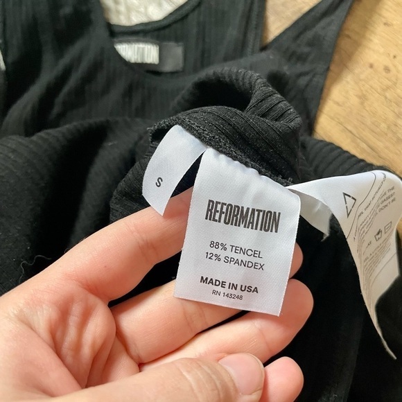REFORMATION Black Ribbed Bliss Dress - Picture 4 of 5